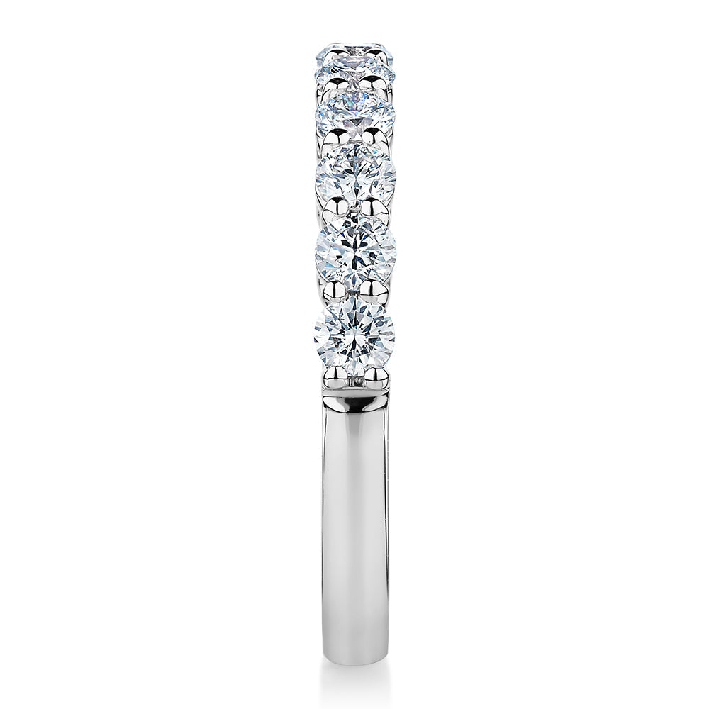 Premium Lab-Grown Diamond, 0.90 carat TW round brilliant wedding or eternity band in platinum