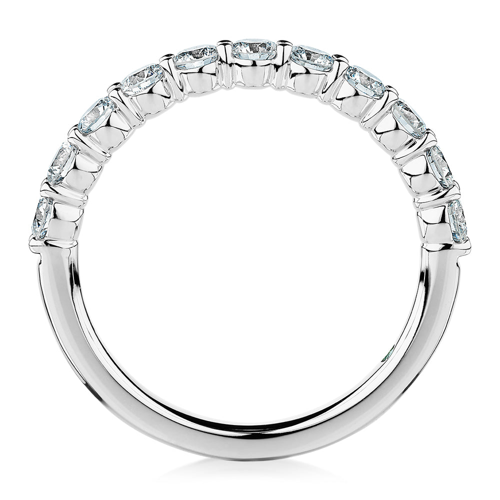 Premium Lab-Grown Diamond, 0.90 carat TW round brilliant wedding or eternity band in platinum