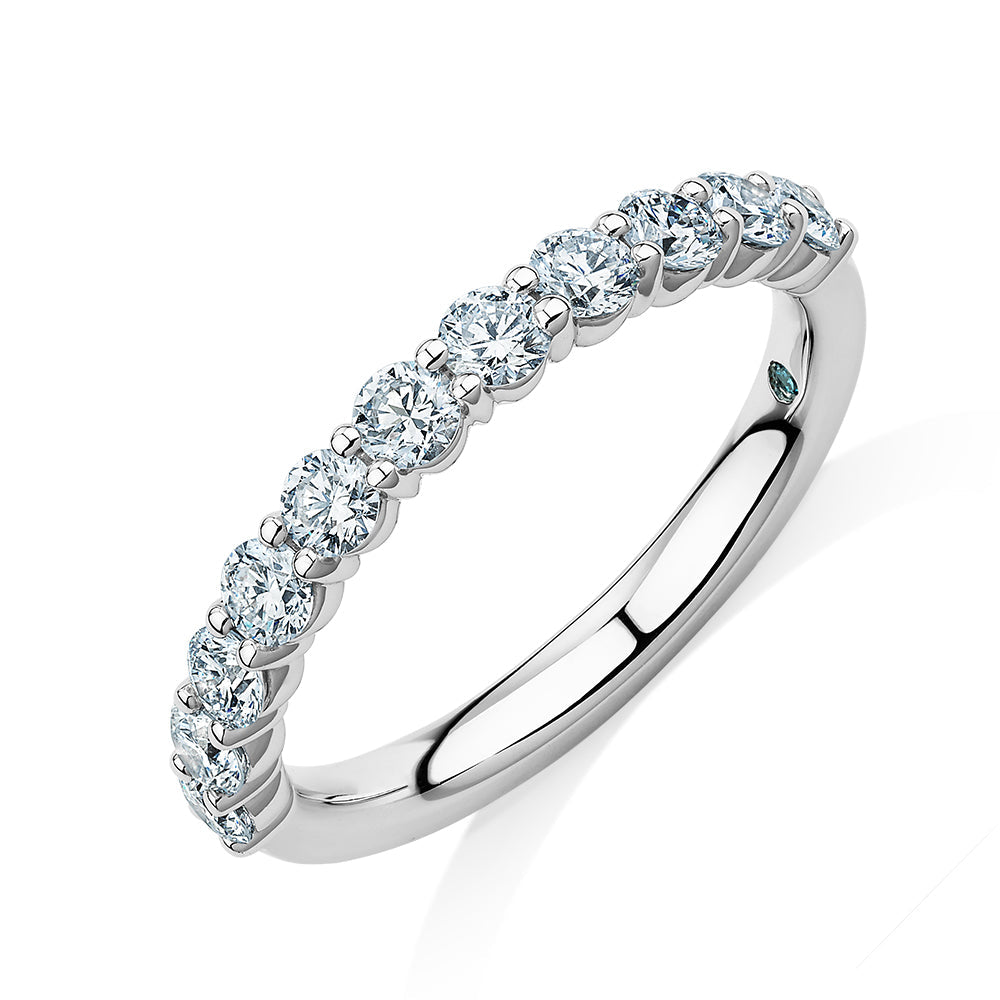 Premium Lab-Grown Diamond, 0.90 carat TW round brilliant wedding or eternity band in platinum