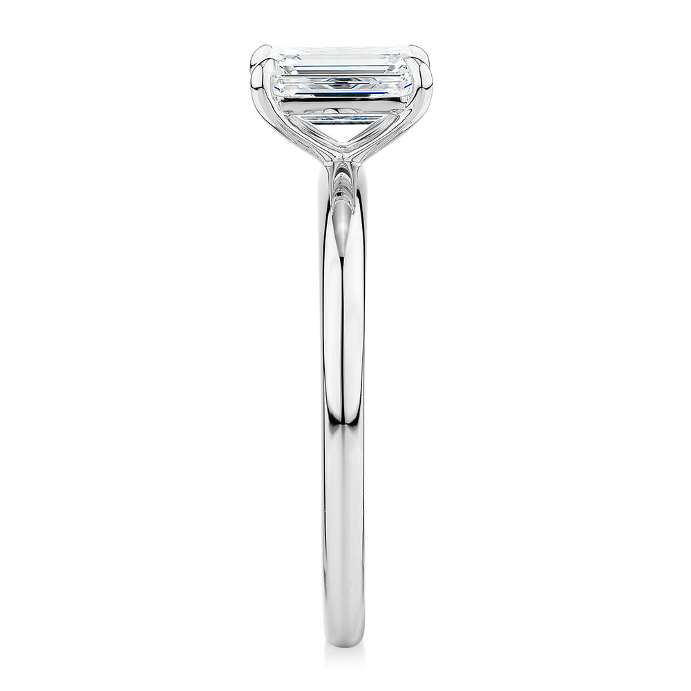 Signature Simulant Diamond 1.00 carat* emerald cut solitaire engagement ring in 10 carat white gold