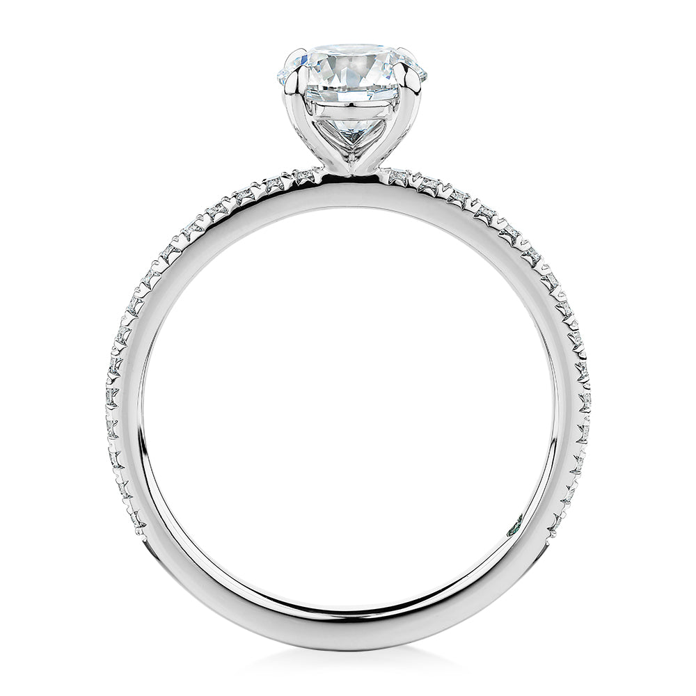 Premium Certified Lab-Grown Diamond, 1.24 carat TW round brilliant shouldered engagement ring in platinum
