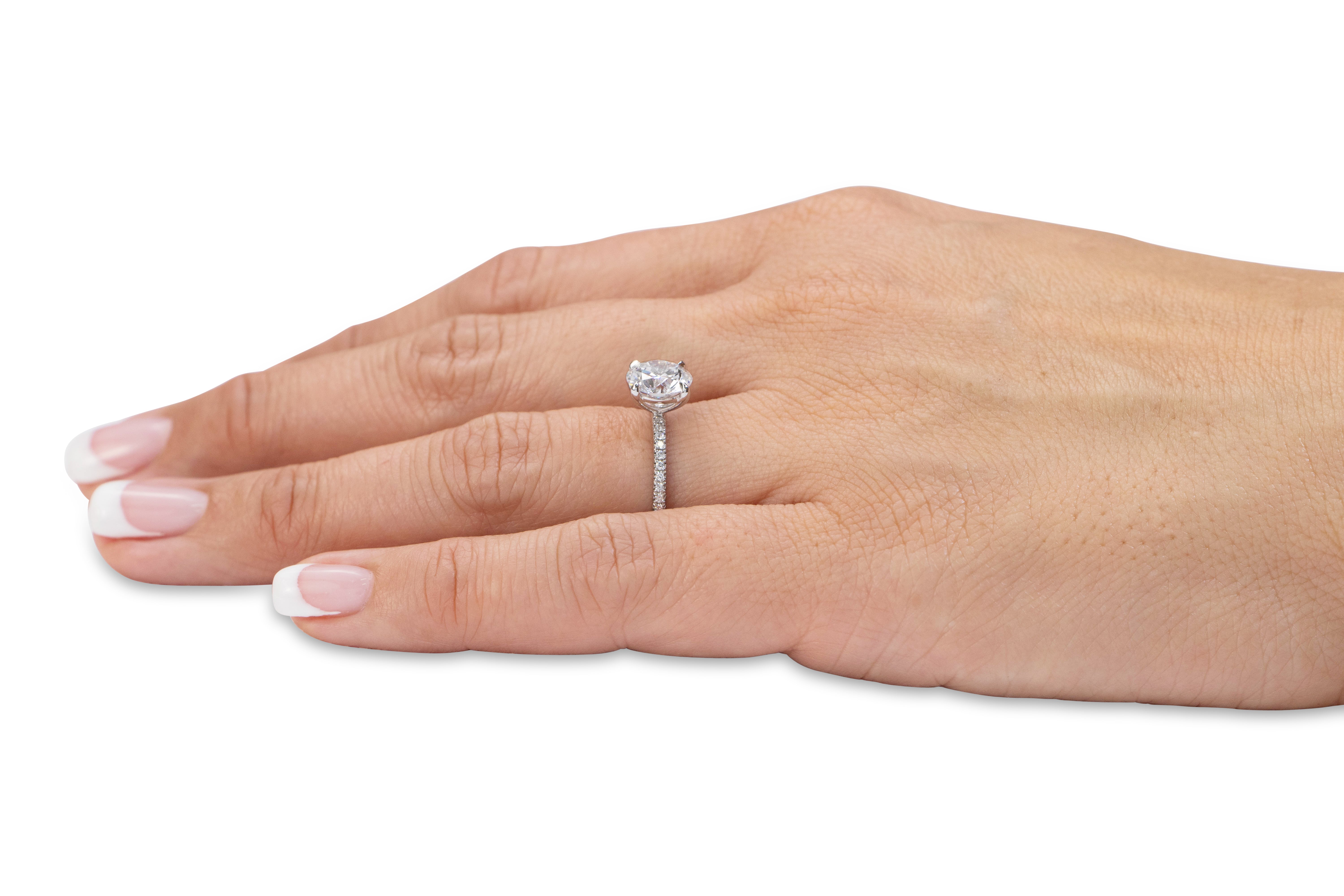 Signature Simulant Diamond 2.19 carat* TW round brilliant shouldered engagement ring in 10 carat white gold