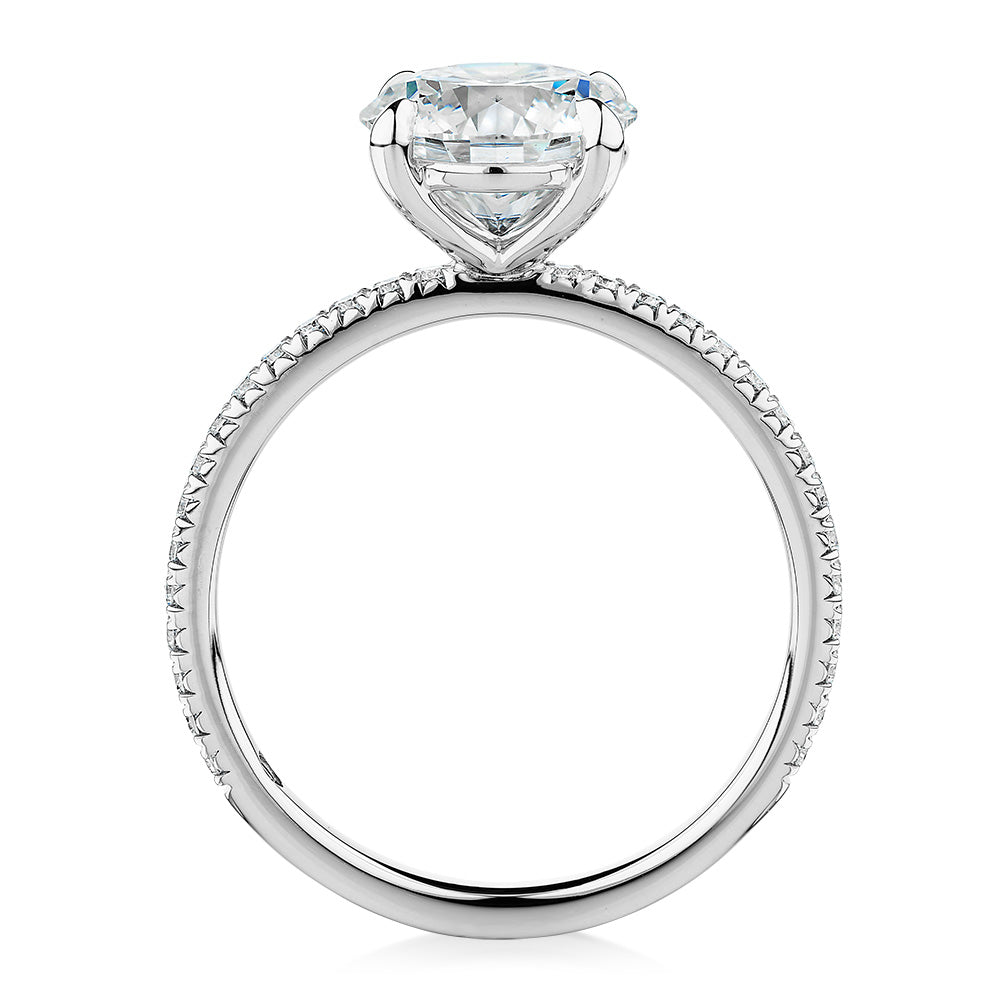 Signature Simulant Diamond 2.19 carat* TW round brilliant shouldered engagement ring in 10 carat white gold
