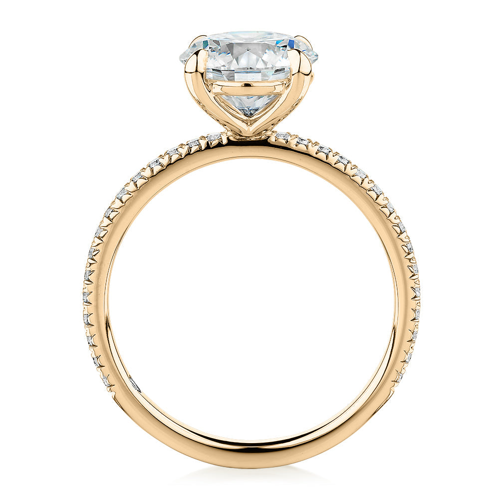 Signature Simulant Diamond 2.19 carat* TW round brilliant shouldered engagement ring in 10 carat yellow gold
