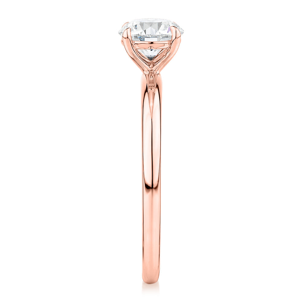 Premium Certified Lab-Grown Diamond, 1.00 carat round brilliant solitaire engagement ring in 14 carat rose gold