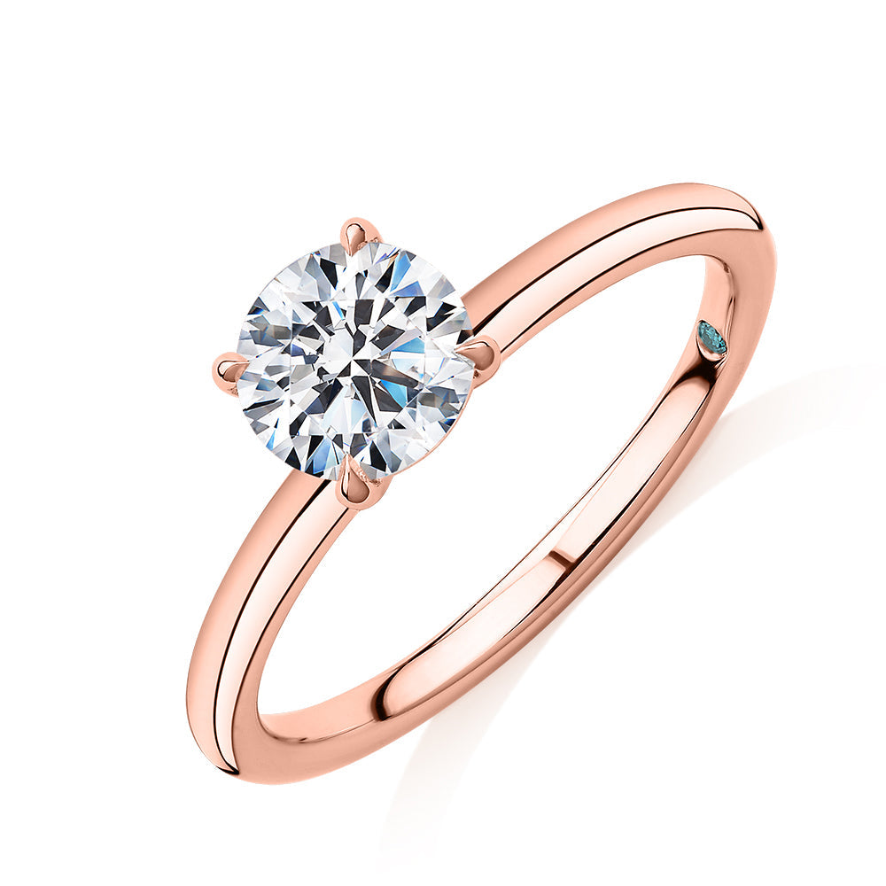 Premium Certified Lab-Grown Diamond, 1.00 carat round brilliant solitaire engagement ring in 14 carat rose gold