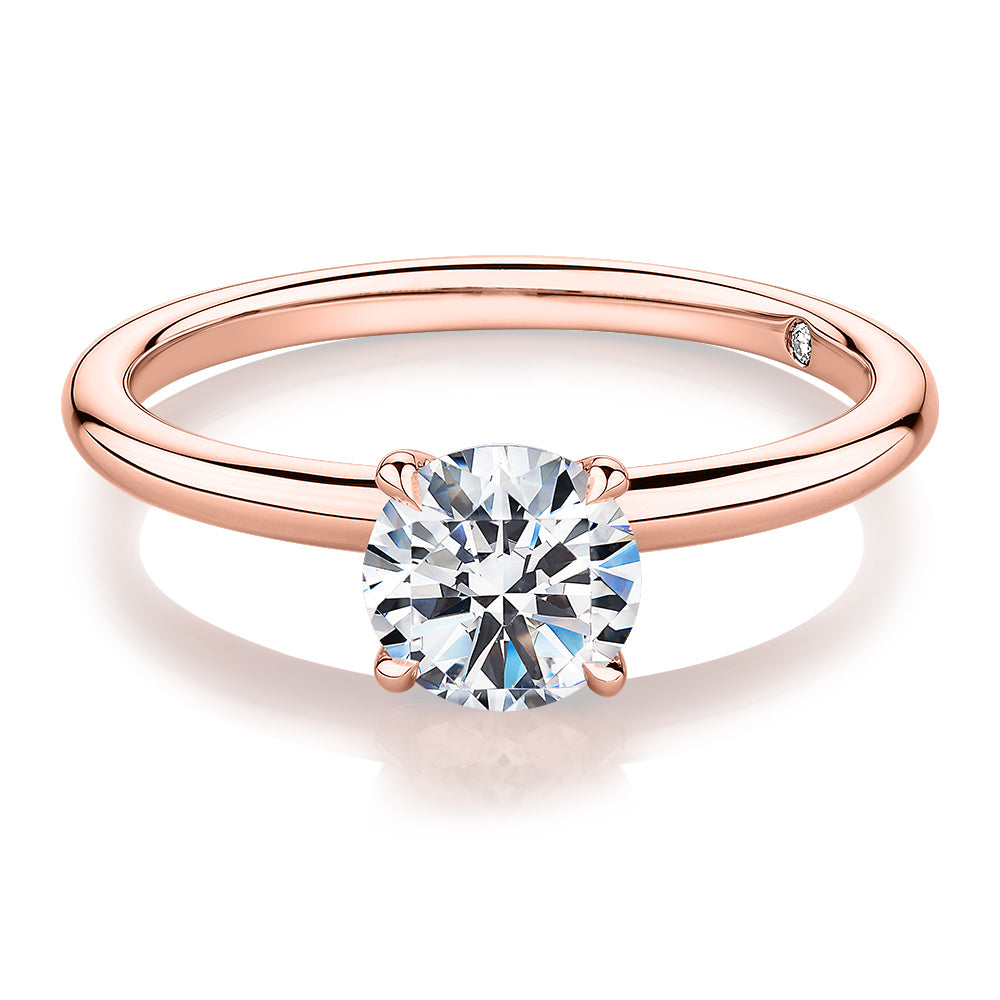 Signature Simulant Diamond 1.00 carat* round brilliant solitaire engagement ring in 10 carat rose gold