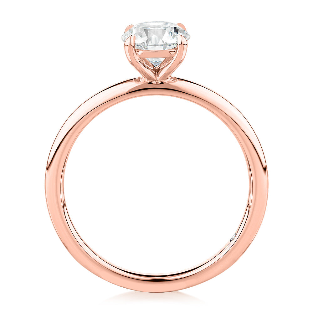 Signature Simulant Diamond 1.00 carat* round brilliant solitaire engagement ring in 10 carat rose gold