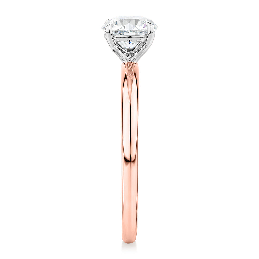 Signature Simulant Diamond 1.00 carat* round brilliant solitaire engagement ring in 10 carat rose and white gold