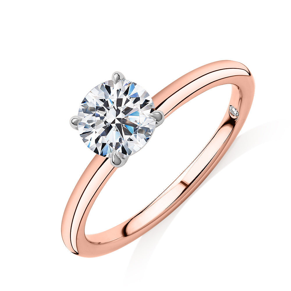 Signature Simulant Diamond 1.00 carat* round brilliant solitaire engagement ring in 10 carat rose and white gold