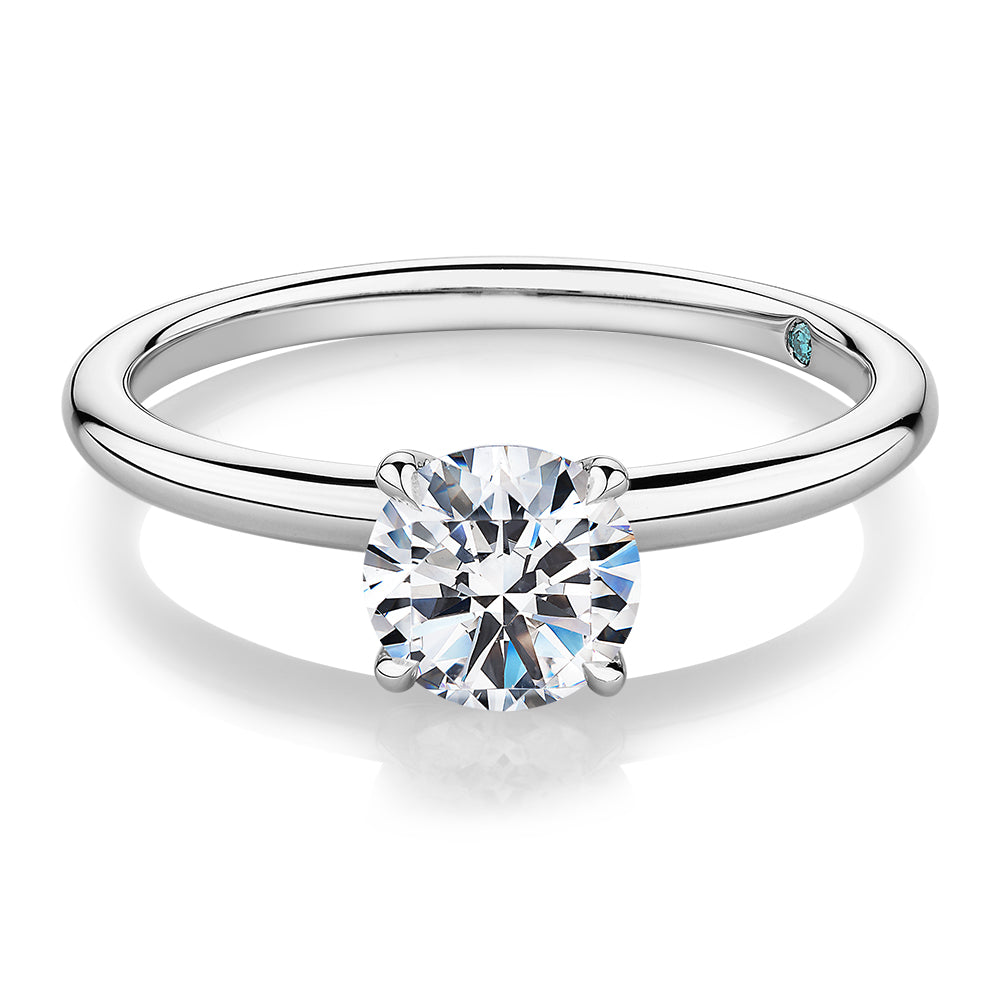 Premium Certified Lab-Grown Diamond, 1.00 carat round brilliant solitaire engagement ring in 18 carat white gold