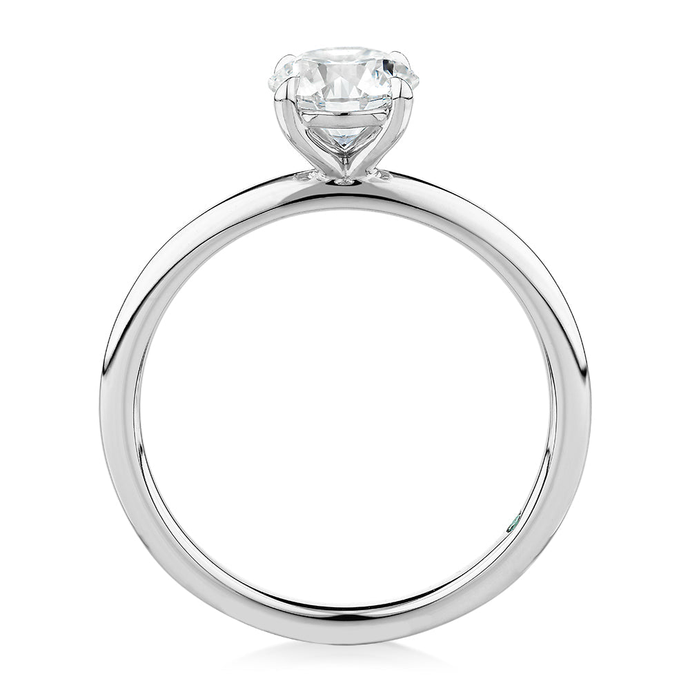 Premium Certified Lab-Grown Diamond, 1.00 carat round brilliant solitaire engagement ring in 18 carat white gold