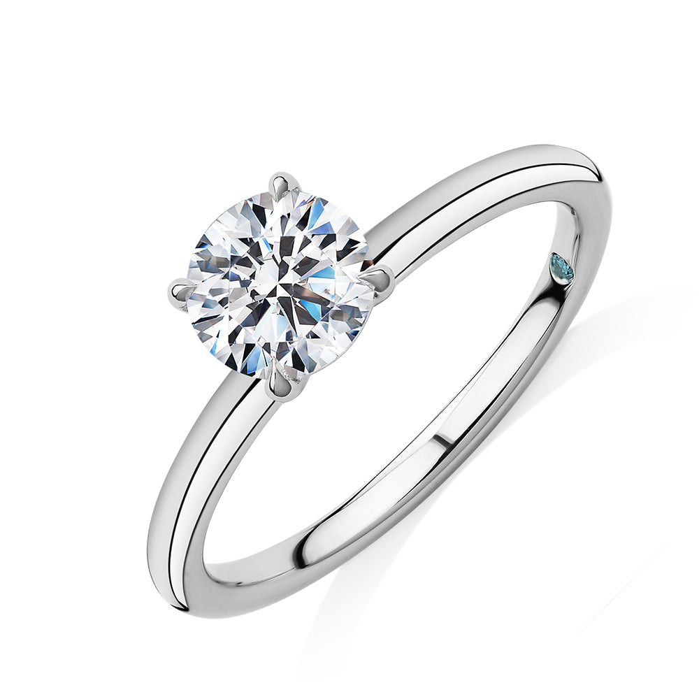 Premium Certified Lab-Grown Diamond, 1.00 carat round brilliant solitaire engagement ring in 18 carat white gold
