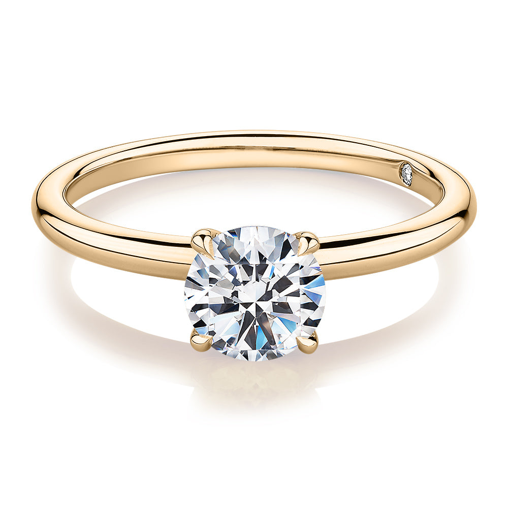 Signature Simulant Diamond 1.00 carat* round brilliant solitaire engagement ring in 10 carat yellow gold