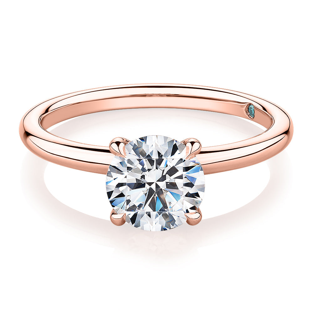 Premium Certified Lab-Grown Diamond, 1.50 carat round brilliant solitaire engagement ring in 14 carat rose gold