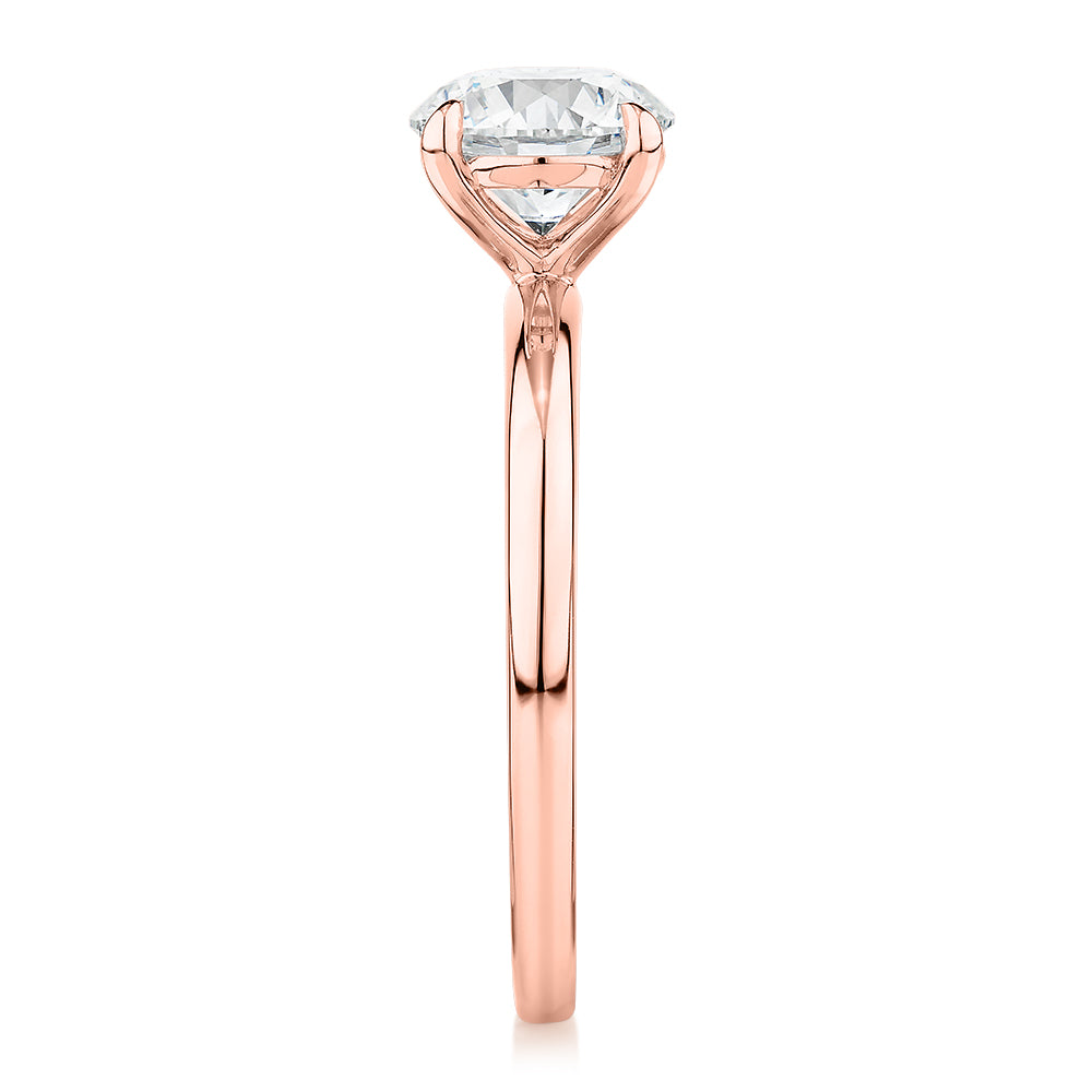 Premium Certified Lab-Grown Diamond, 1.50 carat round brilliant solitaire engagement ring in 14 carat rose gold