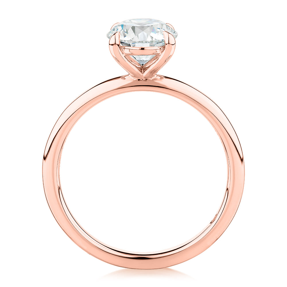 Premium Certified Lab-Grown Diamond, 1.50 carat round brilliant solitaire engagement ring in 14 carat rose gold