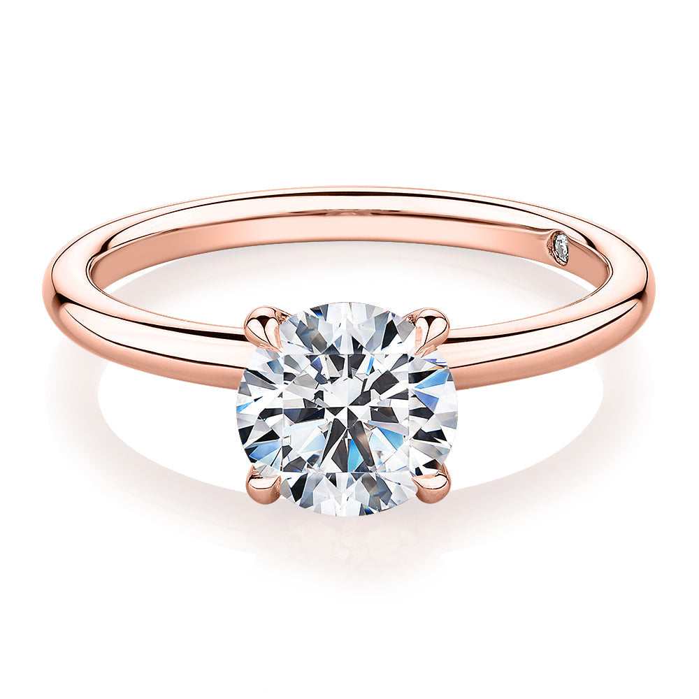 Signature Simulant Diamond 1.50 carat* round brilliant solitaire engagement ring in 10 carat rose gold