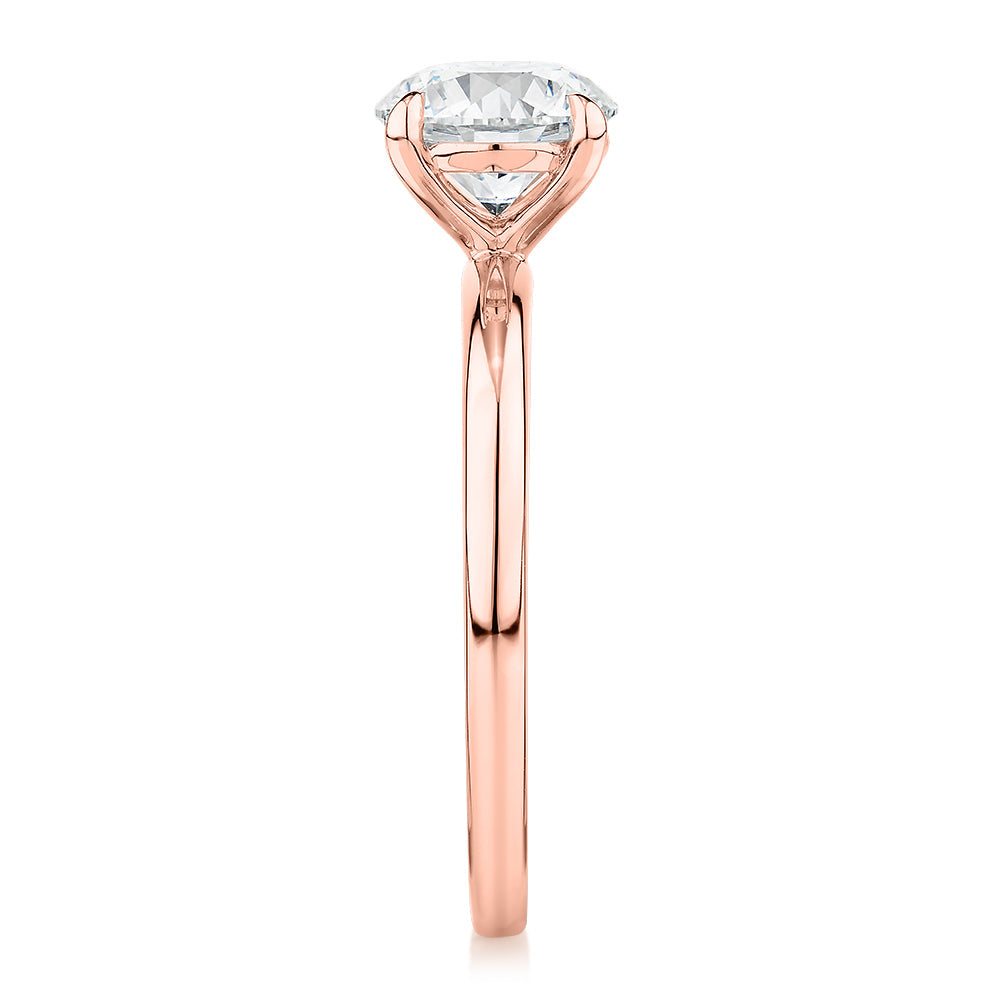 Signature Simulant Diamond 1.50 carat* round brilliant solitaire engagement ring in 10 carat rose gold