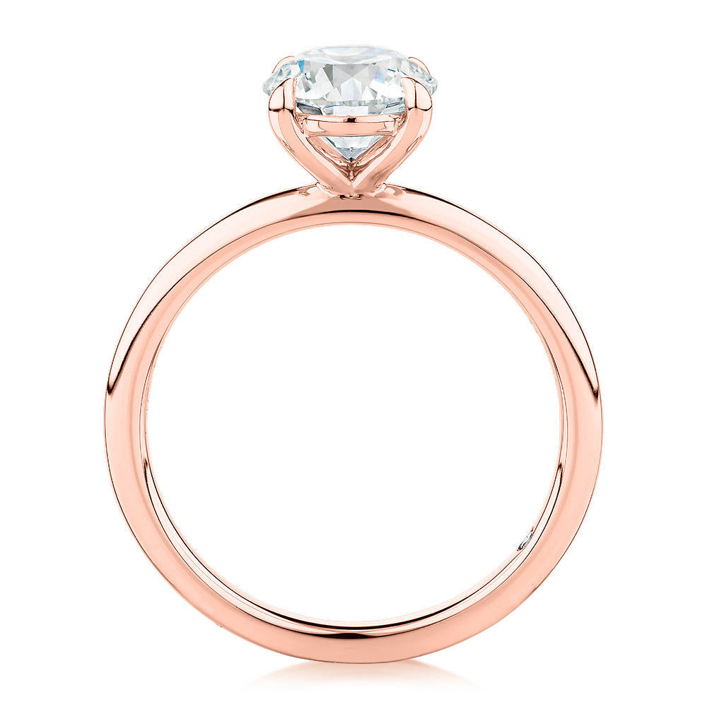 Signature Simulant Diamond 1.50 carat* round brilliant solitaire engagement ring in 10 carat rose gold