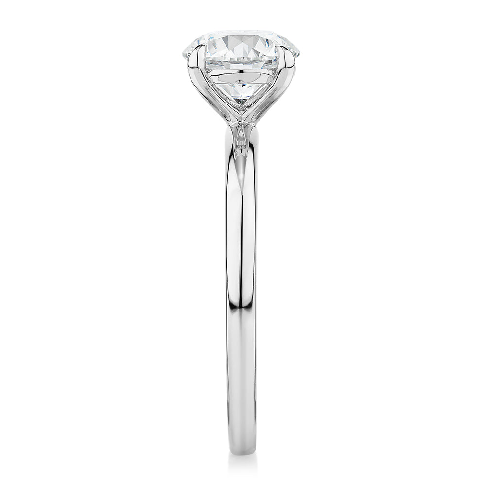 Premium Certified Lab-Grown Diamond, 1.50 carat round brilliant solitaire engagement ring in 14 carat white gold
