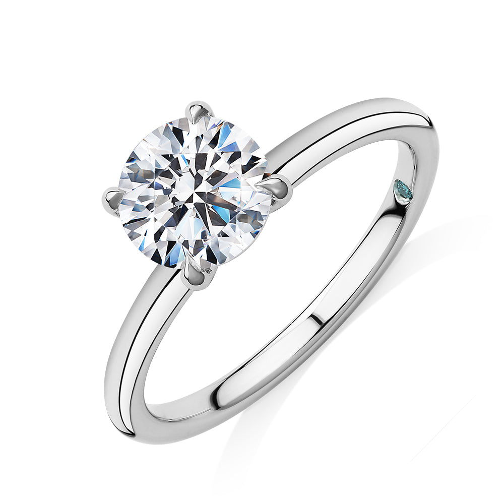 Premium Certified Lab-Grown Diamond, 1.50 carat round brilliant solitaire engagement ring in 14 carat white gold