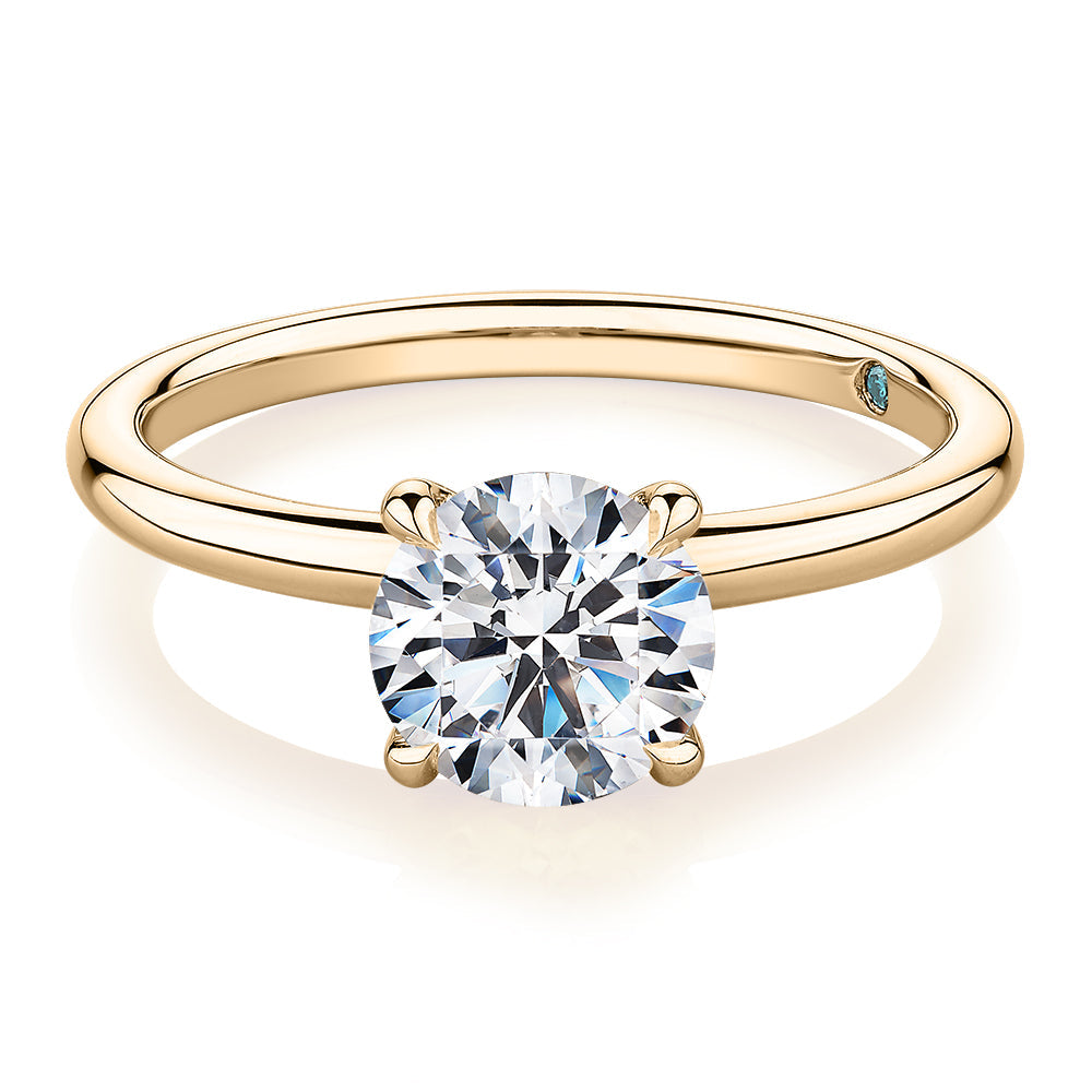 Premium Certified Lab-Grown Diamond, 1.50 carat round brilliant solitaire engagement ring in 14 carat yellow gold
