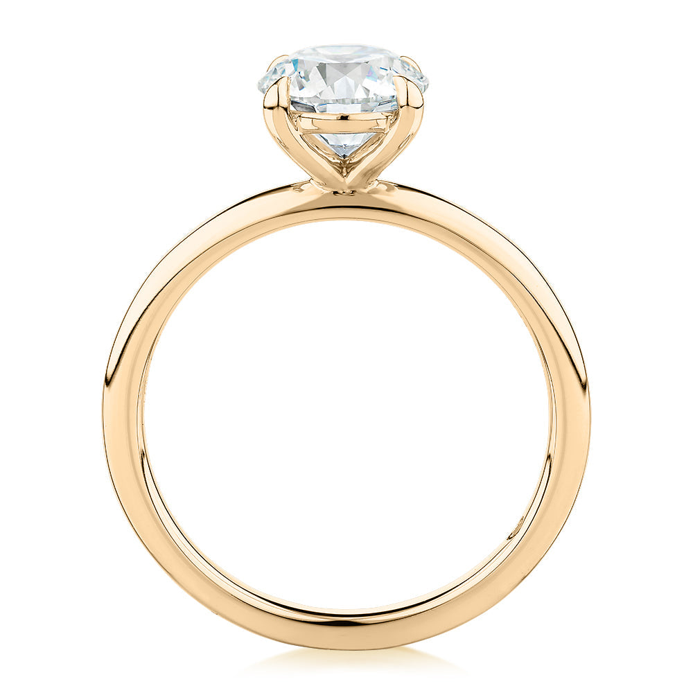 Premium Certified Lab-Grown Diamond, 1.50 carat round brilliant solitaire engagement ring in 14 carat yellow gold