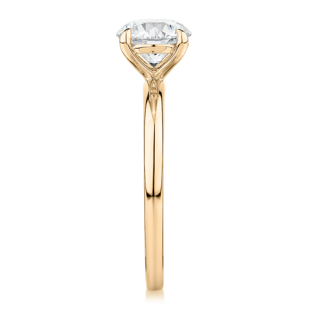 Signature Simulant Diamond 1.50 carat* round brilliant solitaire engagement ring in 10 carat yellow gold
