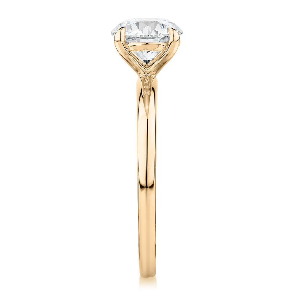 Signature Simulant Diamond 1.50 carat* round brilliant solitaire engagement ring in 10 carat yellow gold