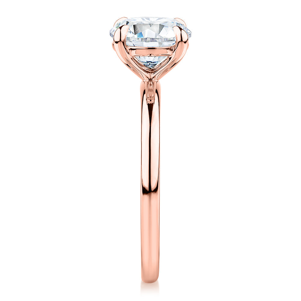 Signature Simulant Diamond 2.00 carat* round brilliant solitaire engagement ring in 10 carat rose gold