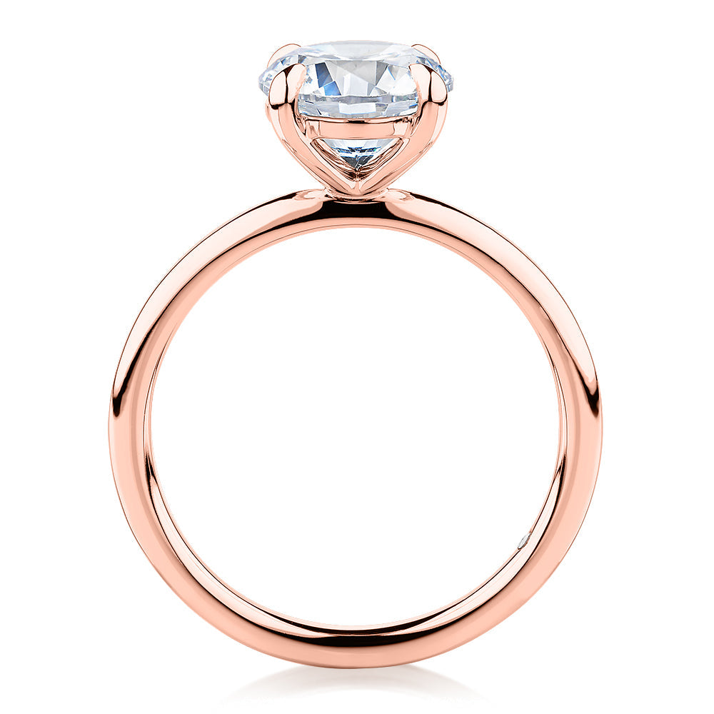 Signature Simulant Diamond 2.00 carat* round brilliant solitaire engagement ring in 10 carat rose gold