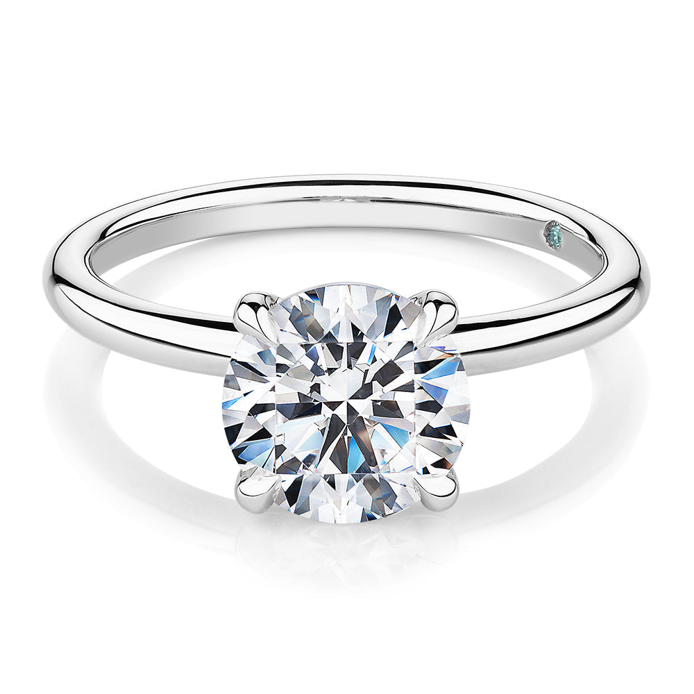 Premium Certified Lab-Grown Diamond, 2.00 carat round brilliant solitaire engagement ring in 14 carat white gold