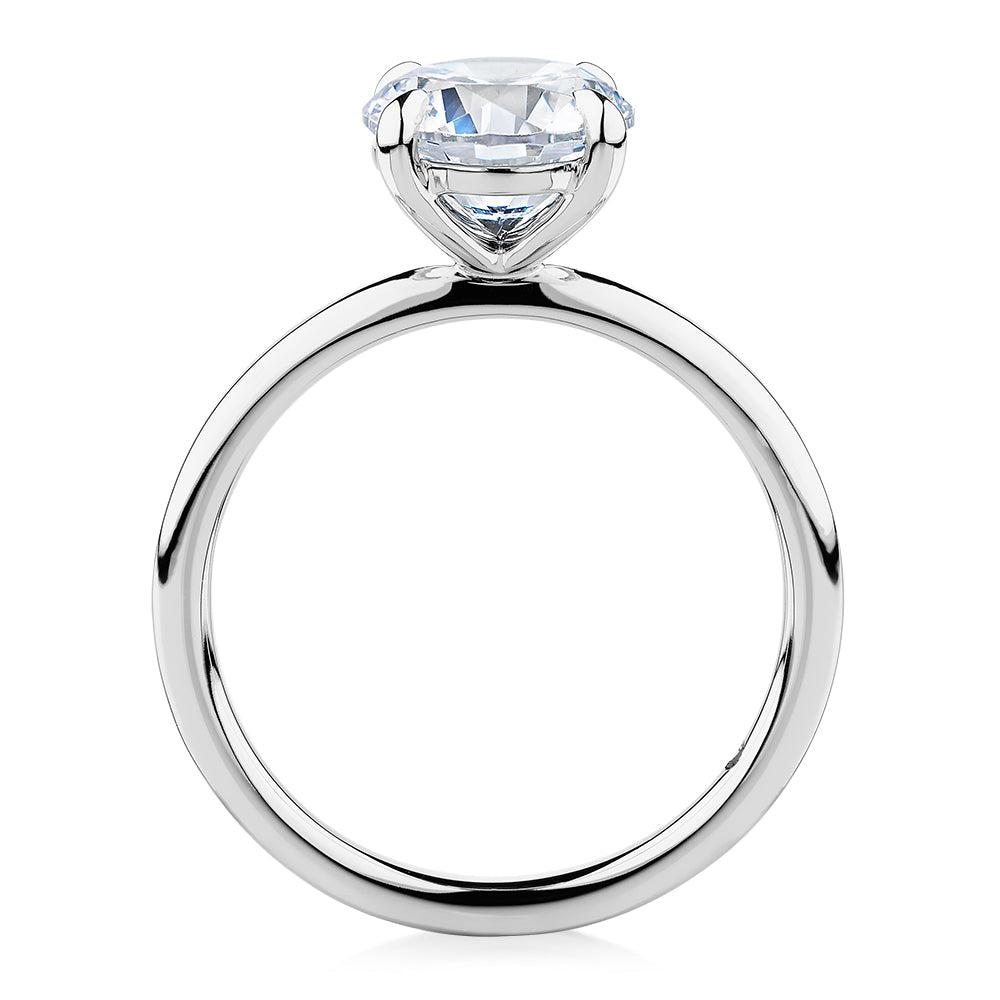 Signature Simulant Diamond 2.00 carat* round brilliant solitaire engagement ring in 10 carat white gold