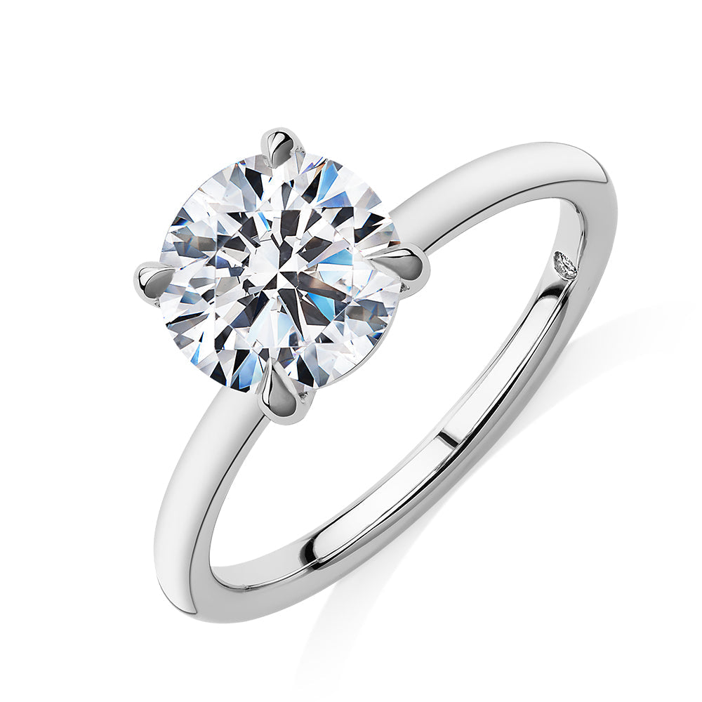Signature Simulant Diamond 2.00 carat* round brilliant solitaire engagement ring in 10 carat white gold