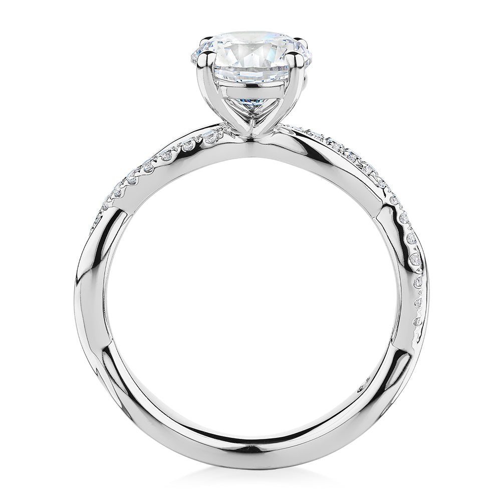 Signature Simulant Diamond 1.66 carat* TW round brilliant shouldered solitaire engagement ring in 10 carat white gold