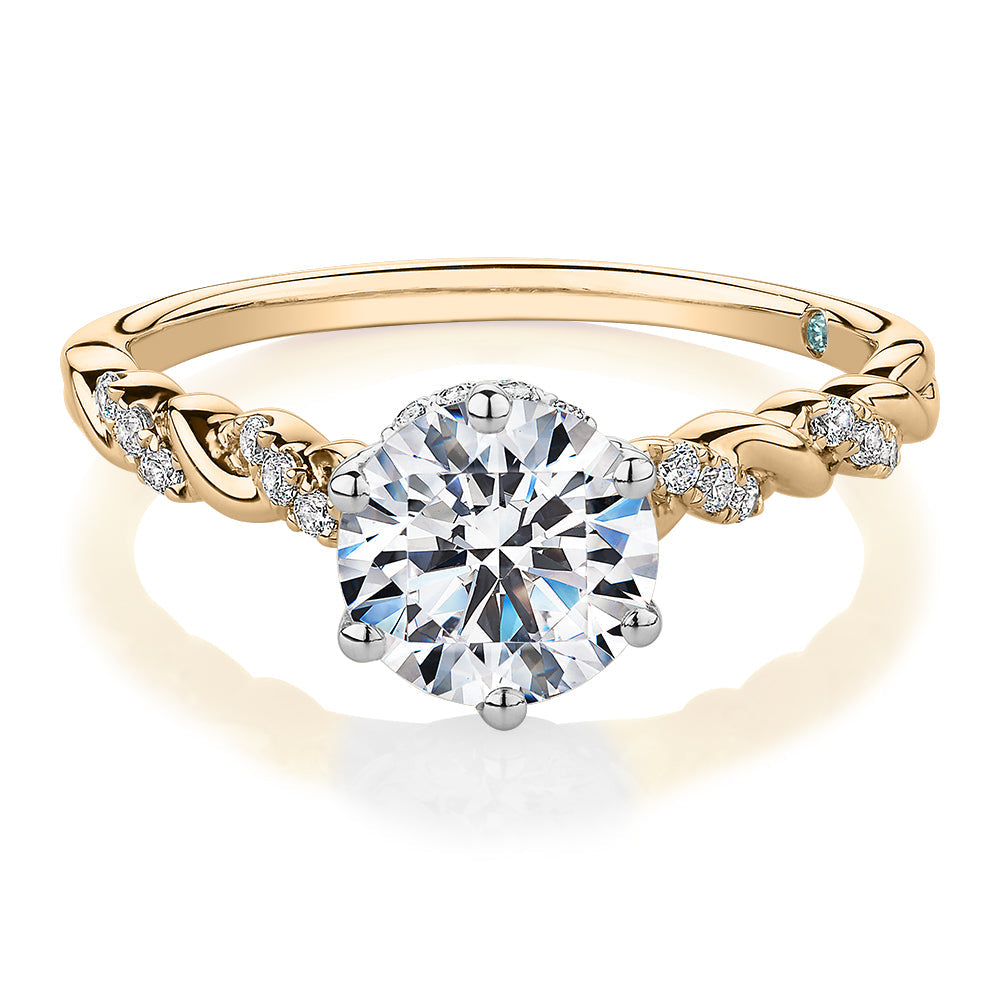 Premium Certified Lab-Grown Diamond, 1.70 carat* TW round brilliant shouldered engagement ring in 14