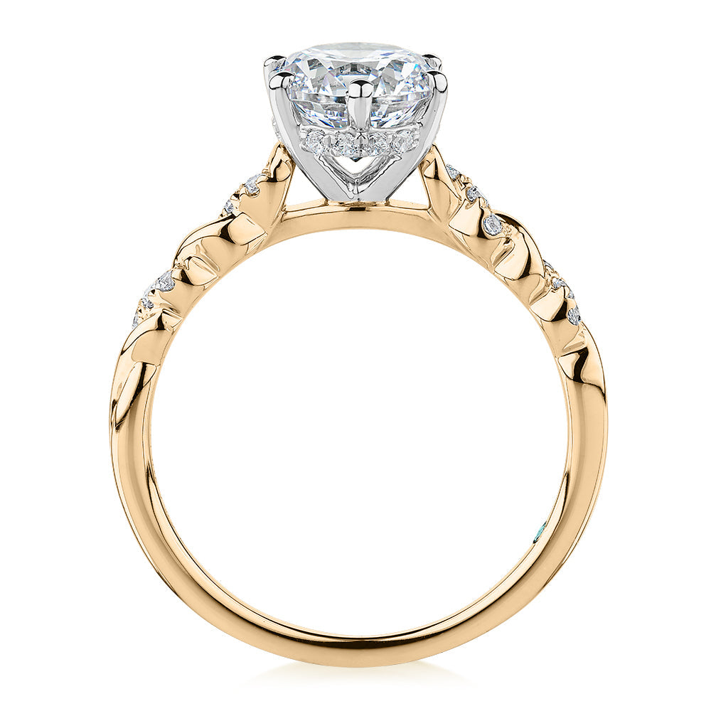 Premium Certified Lab-Grown Diamond, 1.70 carat* TW round brilliant shouldered engagement ring in 14