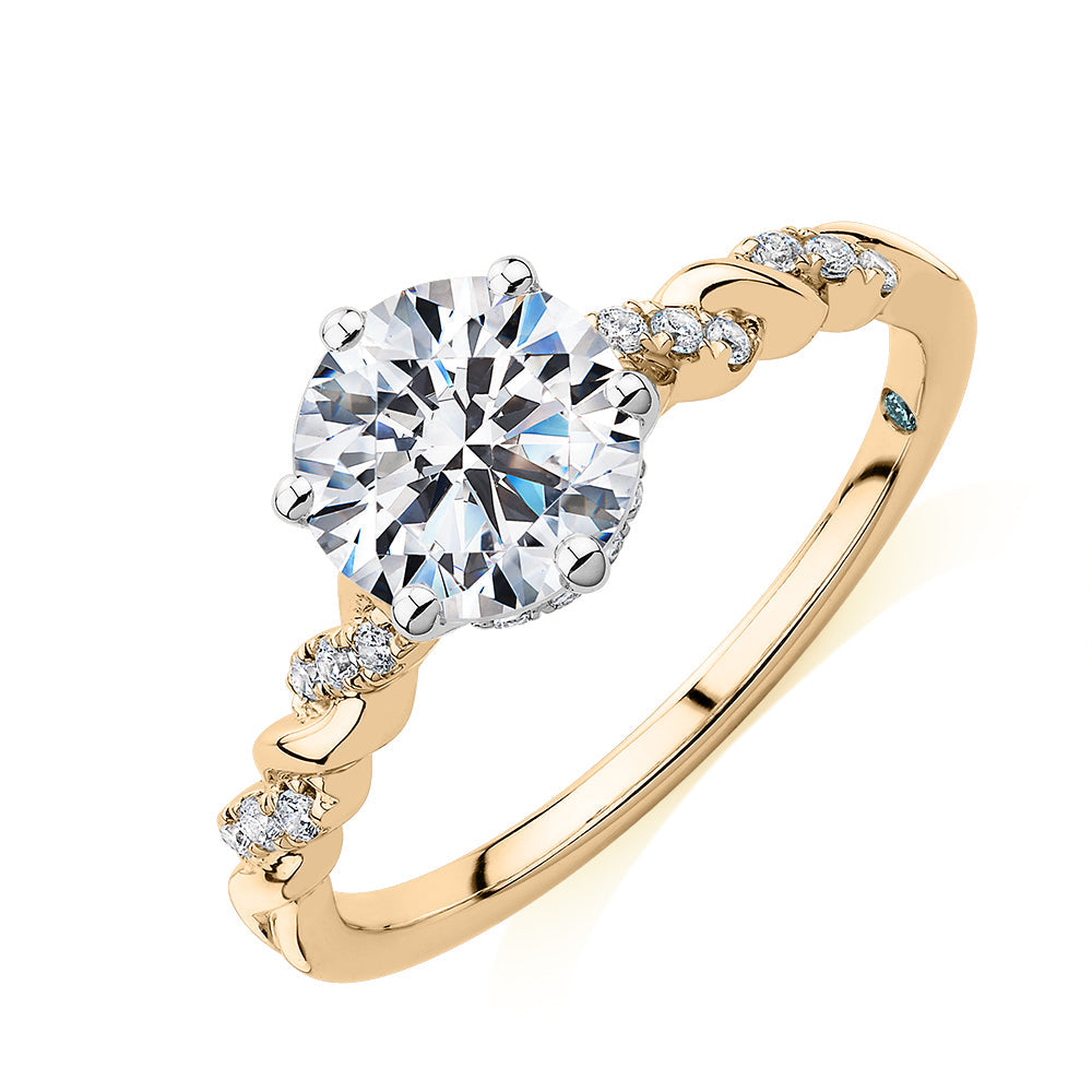Premium Certified Lab-Grown Diamond, 1.70 carat* TW round brilliant shouldered engagement ring in 14