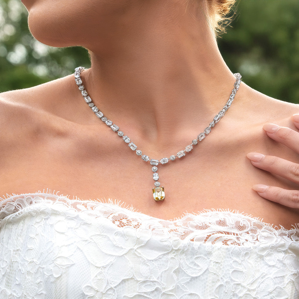 Sophia  Statement necklace with 48.54 carats* of diamond simulants in sterling silver