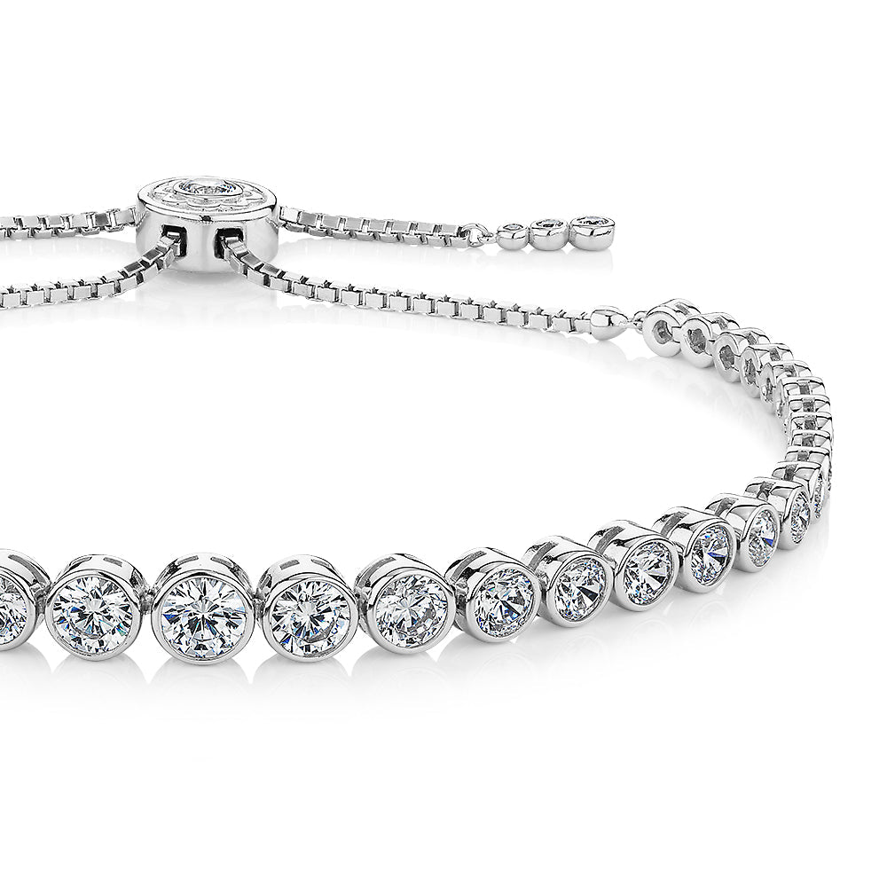 Slider bracelet with 5.79 carats* of diamond simulants in sterling silver