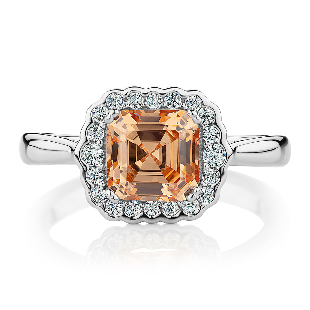 Dress ring with 2.19 carats* of diamond simulants in sterling silver