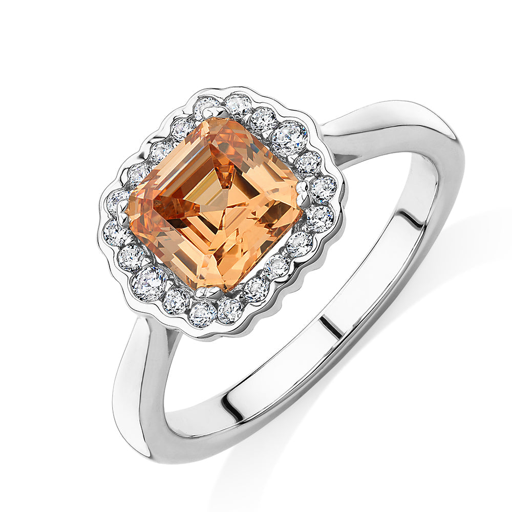 Dress ring with 2.19 carats* of diamond simulants in sterling silver
