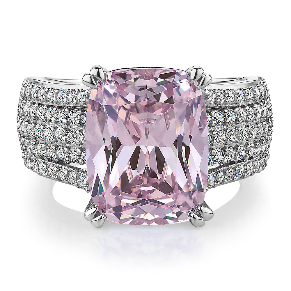 Dress ring with 7.44 carats* of diamond simulants in sterling silver